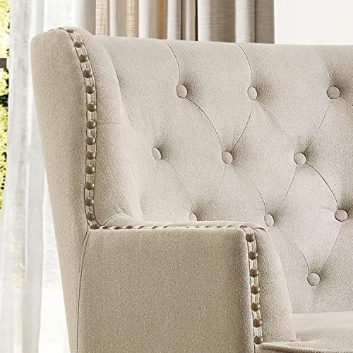 Rosevera Gustavo Rosevara Furniture Reading Arm Living Room Comfy Small Accent Chairs for Bedroom, Standard Size, Velvet Pearl Beige