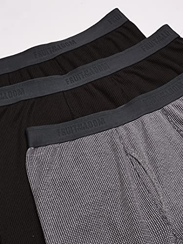 Fruit of the Loom Men's Recycled Premium Waffle Thermal Underwear Long Johns Bottom (1, 2, 3, and 4 Packs), Black/Black/Greystone Heather, Large