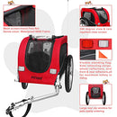 FITTOO Bike Pet Trailer, Foldable Tow Behind Bike Trailers for Small Dogs Cats, Bicycle Bike Pet Carrier Stroller with Universal Bicycle Coupler, Adjustable (Red and Black)