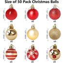 iDopick 50 Pcs Christmas Ball Ornaments, 40mm Red and Gold Christmas Tree Balls, Shatterproof Ornaments Set for Xmas Tree Holiday Party Wedding Decoration (4CM)