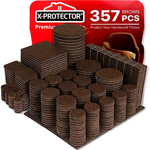 X-PROTECTOR Premium HUGE PACK Felt Furniture Pads 357 pcs! HUGE QUANTITY of Felt Pads For Furniture Feet with MANY BIG SIZES ? Your IDEAL Wood Floor Protectors. Protect Your Hardwood & Laminate Floor!