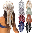 Zhanmai 8 Pcs 27.5 x 27.5 Inch Square Satin Head Scarves Women Silk Bandana Hair Scarves Hair Wrap Neck Scarf for Sleeping, Elegant Pattern, 27.56 x 27.56 inches