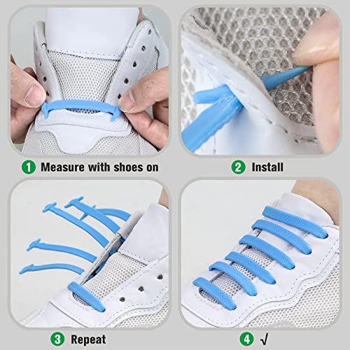 INMAKER No Tie Shoelaces for Kids and Adults, 2 Pack Elastic Sneakers Shoe Laces