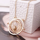 Harry Potter Gold Tone 3D Hourglass Necklace Pendant Time Turner Hermione Pendant Necklace Hermione Granger Rotating Spins Gold Plated Lover's Jewelry