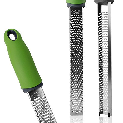 (Zester) - Sunkuka Pro Citrus Lemon Zester & Cheese Grater Stainless Steel - Ginger,Garlic,Potato Nutmeg,Chocolate Zester with Cover and Cleaning Brush