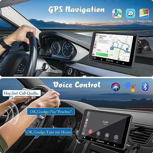 [2023 Upgrade] Carpuride W708 Pro with Wireless Bluetooth Transmission Portable Apple Carplay & Andorid Auto, 7 inch 1080P Touch Screen, Mirror Link/GPS/Siri/FM/Google, with Backup Camera