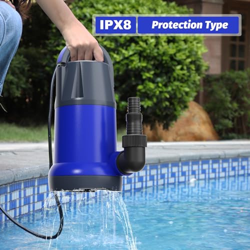 Submersible Clean Dirty Water Pump - Utility Pump Portable Submersible Sump Pump Submersible 1HP Electric Water Draining Pump