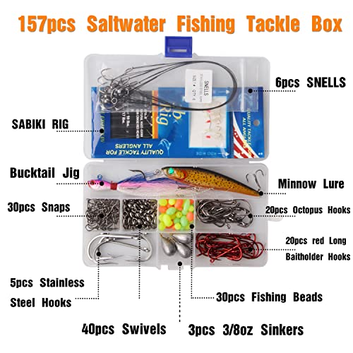 Saltwater Fishing Tackle Box, Surf Fishing Tackle Bait Rigs Kit Sea