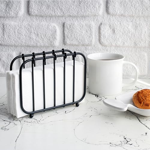Napkin Holder, Modern Metal Black Napkin Holder for Kitchen, Countertops & Outdoor Tables - Napkin Holder for Table - Suitable for All Dining Room Decors Napkin Holders For Paper Napkins - (Black)
