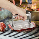 HULISEN Burger Press, Stainless Steel Hamburger Smasher, Non-Stick Smooth Square Bacon Grill Press - Professional Griddle Accessories Kit for Flat Top Griddle Cooking, Gift Package