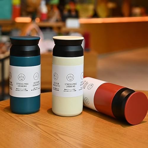 Frafuo Stainless Steel Insulated Water Bottle 350ml - Pocket Size Vacuum Insulated Travel and Sports Bottle with Lid and Removable Filter for Hot or Cold Drinks-White