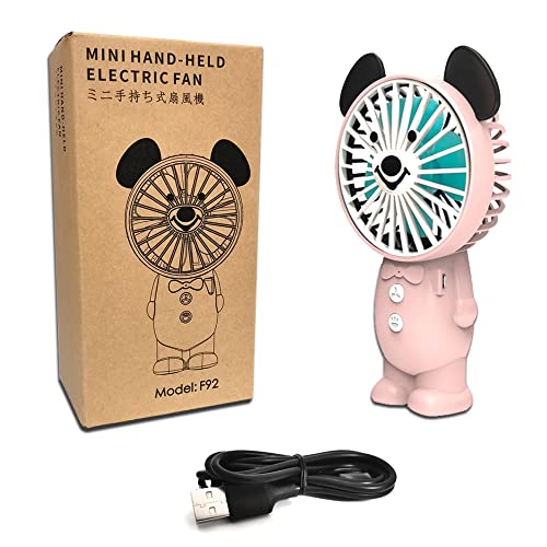 4000mAh Personal Fan 3.5 inch Handheld Fan, Up To 14 Hours Running time 3 Speeds Mini Stand Fan Desk Fan with Led Light Pocket Fans for Home/ Travel/ Outdoor, Pink