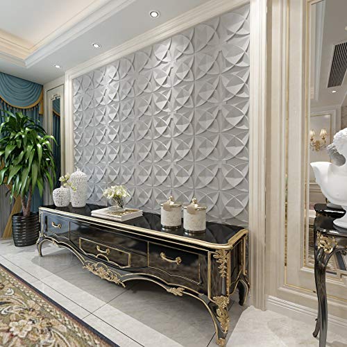 Art3d PVC Drop Ceiling Tiles, Easy Glue-up Panels for Ceiling, Wall Decoration, 60x60 CM, 12 Pcs, White Floral