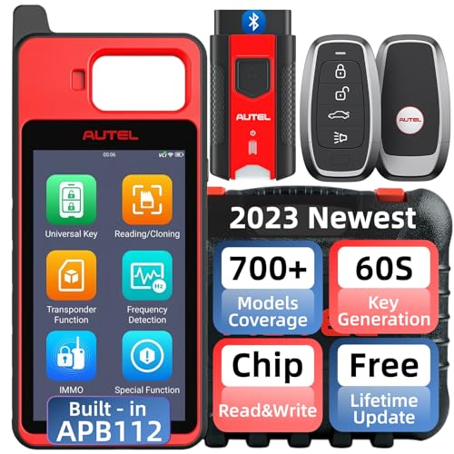 Autel MaxiIM KM100 Key Fob Programmer Immobilizer Tool with Bluetooth VCI 2 IKEYs IMMO Programming Key Renewal Transponder Editing Chip Read/Write/Clone Frequency Detection Lite IM508 IM608 PRO