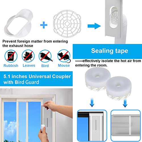 Portable Air Conditioner Window Kit, Portable AC Window kit with 2pack 3m Seal, Sliding AC Vent Kit for Exhaust Hose (5.1"/13cm)
