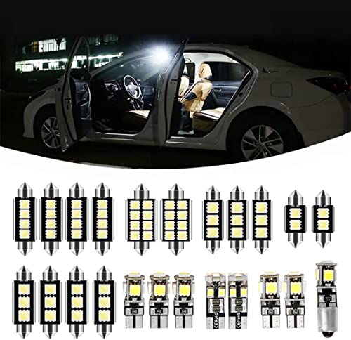 23Pcs Car LED Interior Light Bulb,Universal Canbus Error Free LED Bulbs Kit for Car Interior Dome Map Door Courtesy License Plate Lights BA9S Canbus T10 C5W Xenon-White