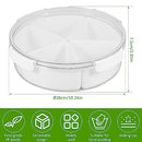 Square/Round Divided Serving Tray with Lid Removable Food Storage Containers with Individual Dishes Minimalist Divided Serving Platter Tray for Snack Candies Fruit Veggie Party Home (Round)