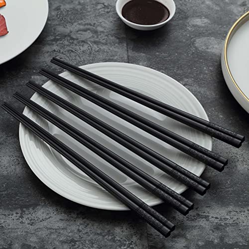 10 Pairs Chopsticks Reusable, Funnydin 9.4'' Heat-Resistant Fiberglass Chopsticks Reusable, Square Non-Slip Design Reusable ChopSticks, Odorless Chop Sticks Use for Home Restaurant, Dishwasher Safe