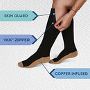 TheraMagic™ Zipper Compression Socks for Men & Women, 20-30mmHg Closed Toe Graduated Copper Zippered Compression Stocking, Black, XX-Large