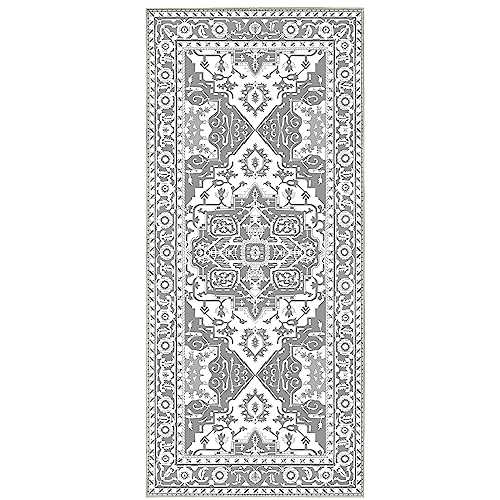 Jabykare Extra Long & Wide Runner Rugs(80x180cm) - Washable Non Slip Kitchen Floor Mat, Kitchen Rugs & Mats for Hallway, Living Room, Bedroom, Hall, Laundry (Grey, 80x180 cm)