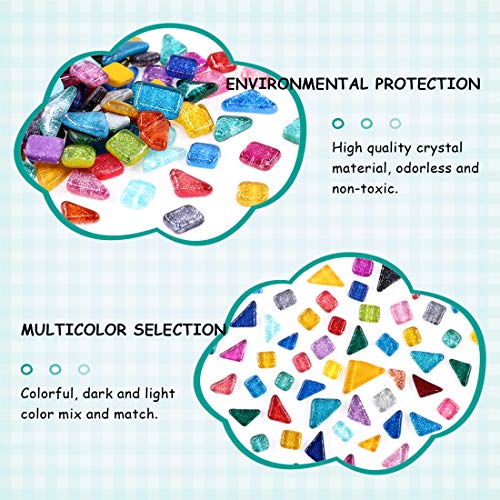 Swpeet 1Ib Glass Mosaic Tiles Pieces Stained Glass for Crafts, Mixed Colors and Patterns (Mosaic Tiles C)