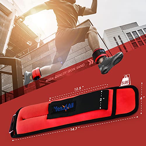 Yes4All HWD8 Neoprene Weight Cuffs, 4.5 kg Pair = 2 x 2.25 kg, Red