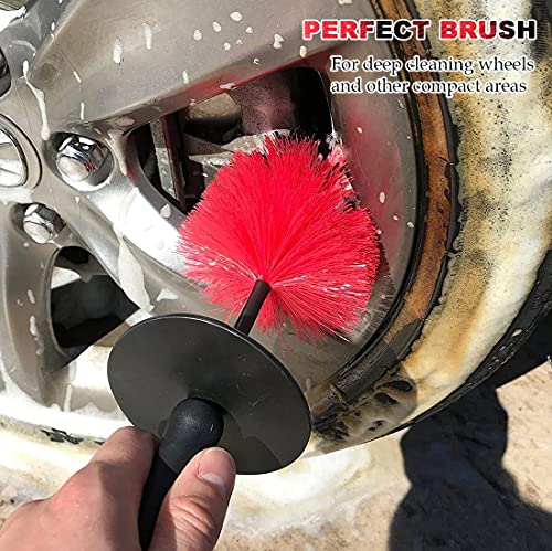 Rainbow-AU Long Wheel Brush Car Beauty Accessories | Auto Detailing | Cleaning Brushes for Car Wheel Hubs Tire Rims Spokes Cleaning