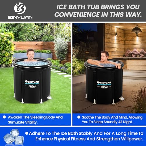 BINYUAN XL Large Ice Bath Tub for Athletes With Cover 99 Gallons Cold Plunge Tub for Recovery, Multiple Layered Portable Ice Bath Plunge Pool Suitable for Gardens, Gyms and Cold Water Therapy Training