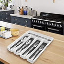 FYY Cutlery Organizer for Drawer, 5 Compartments Drawer Organizer, Kitchen Storage Tray for Flatware, Silverware, Cooking Utensils, BPA Free Plastic Cutlery Tray for Kitchen Bathroom & Office Supplies
