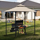 Grill Gazebo Replacement 5' x 8' Canopy Roof, Outdoor BBQ Gazebo Canopy Top Cover, Double Tired Grill Shelter Cover with Durable Polyester Fabric, Khaki