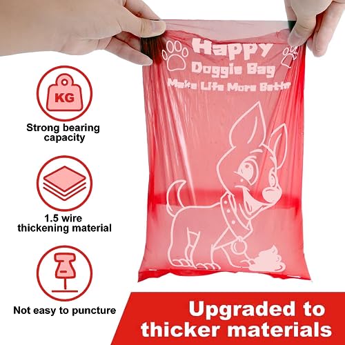 LastingLife Dog Poop Bags Biodegradable EPI Technology Pet Waste Bags 100% Leak Proof Strong Thick Poop Bags Included poop bag dispenser and Hands-Free Holder 270 Counts 18 Rolls Red(Lavender Scented)