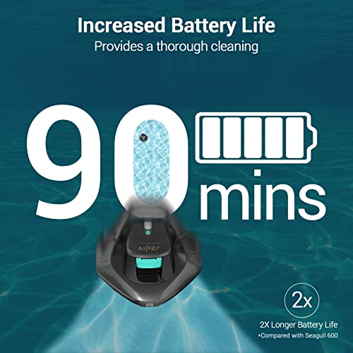 AIPER Seagull SE Cordless Pool Cleaner Robot, Robotic Pool Vacuum Lasts 90 Mins with LED Indicator, Automatic Self-Parking, for Flat Above-Ground Pools up to 80m²