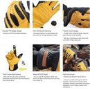 QearSafety 1 pair Cowhide Work Gloves, Gardening, Thorn Resistance ,Mechanic Work, Palm Padded, Knuckle TPR Anti-Impact Protect, Screen Touch Fingers, Multi-Purpose (Large)