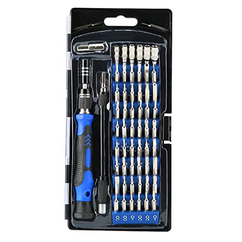 Hautton Precision Screwdriver Set, 60 in 1 with 56 Bits Magnetic Screwdriver Kit, Stainless Steel Professional Repair Tools Kit for Phone, Laptop, PC, Camera, Game Console, Glasses, and More –Blue