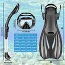 Zeeporte Dive Snorkeling Gear for Adults Kids - Mask Fins Snorkel Set with Panoramic View Snorkel Mask Anti-Fog Anti-Leak, Dry Top Snorkel, Dive Flippers and Gear Bag, Snorkeling Diving Safety Gear
