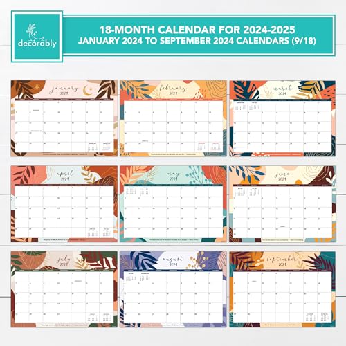 18 Months Desk Calendar - Desk Calendars 2024-2025, Desktop Calendar 2024, Desk Calendars, Desk Calender, Desk Calander for Desk Pad Calendar, Office Desk Calendar Pad, Monthly Desk Calendar