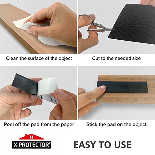 Non Slip Furniture Pads X-PROTECTOR – 4 PCS Furniture Grippers 4x5 for Appliances - Ideal Self-Adhesive Rubber Feet for Furniture Feet – Non Skid Furniture Pads Floor Protectors!