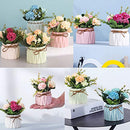 Artificial Flower Plants – Mini Fake Hydrangea Flowers in Pot for Home Decor Party Wedding Office Patio Table Desk Decoration (Set of 4)