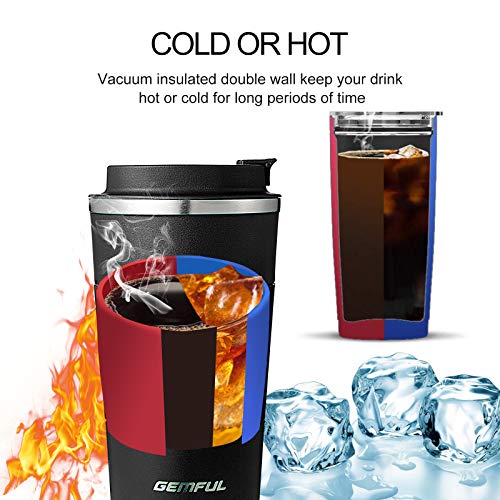 GEMFUL Travel Mug Stainless Steel Tumbler Double Vacuum Heat Insulation Coffee Cup for Cold and Hot Drinks 510ml