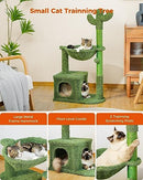 PAWZ Road Cactus Cat Tree 102cm Cat Tower Cat Scratching Post with Cat Condo, Large Hammock and Dangling Balls for Indoor Cats