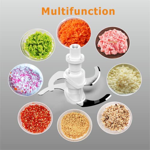 ELESTYLE 500W Food Chopper, Vegetable Chopper Electric, 4 Blades, Meat Grinder, 2 Speed Chopper with Non-Slip Base, 1.2L Capacity Glass Bowl, Food Processor Suitable for Meat, Vegetable, Fruit
