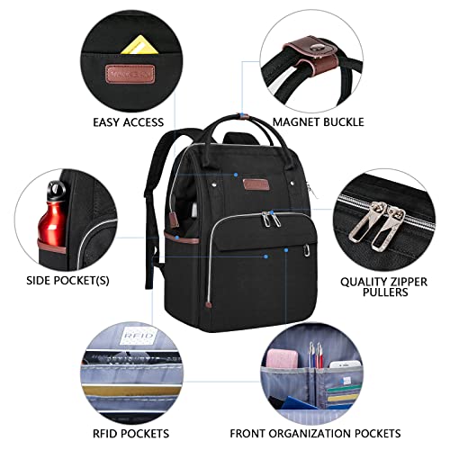 VANKEAN Laptop Backpacks for School, 15.6 Inch Stylish Computer School Backpack, Doctor Bag Water Repellent College Casual Daypack with USB Port Travel Business Work Bag for Men/ Women