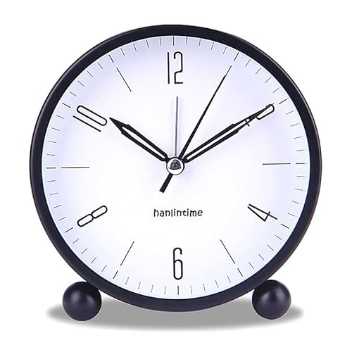 Analog Alarm Clock, 4 inch Super Silent Non Ticking Small Clock with Night Light, Battery Operated, Simply Design, for Bedroon, Bedside, Desk