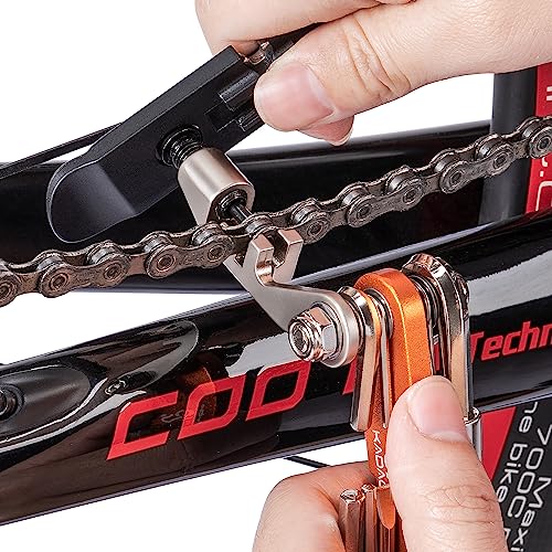 Bike Multitool - Bike Chain Tool/Torx/Hex/Screwdriver - Bicycle Multitool Kit Compact and Lightweight Repair Tools for Road and Mountain Bikes (Orange)