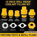 Spill Proof Radiator Coolant Filling Funnel Kit 15-pcs Cooling System Fill Kit