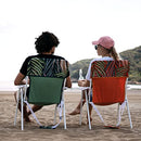 SunnyFeel Folding Beach Chair Lightweight, Portable Lawn Chair for Adults Heavy Duty 300 LBS with Cup Holders, Foldable Camping Chair for Outdoor (Orange Leaf)