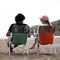 SunnyFeel Folding Beach Chair Lightweight, Portable Lawn Chair for Adults Heavy Duty 300 LBS with Cup Holders, Foldable Camping Chair for Outdoor (Orange Leaf)