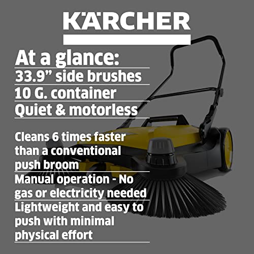Kärcher - S 6 Twin Walk-Behind Outdoor Hand Push Floor Sweeper - 10 Gallon Capacity - 33.9" Sweeping Width - Sweeps up to 32,300 Square Feet/Hour