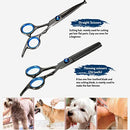 iDopick 5 in 1 Dog Grooming Scissors Kit, Stainless Steel Professional Fast Cut Pet Grooming Trimmer, Safety Round Tip Thinning, Straight, Curved Shear with Grooming Comb for Cutting Hair of Dog, Cat