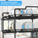 Sulishang 4 Tiers Stackable Can Rack Organizer, Wear-resistant Upgrade Beverage Food Can Dispenser Holder Holds up to 48 Cans for Kitchen Cabinet and Pantry (Black)